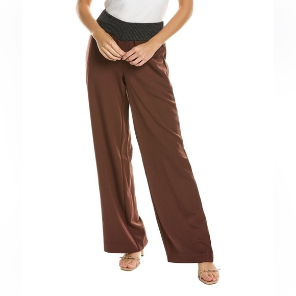 NWT WeWoreWhat low rise pant in cacao - ribbed stretch waist wide leg, women’s S - Picture 5 of 10